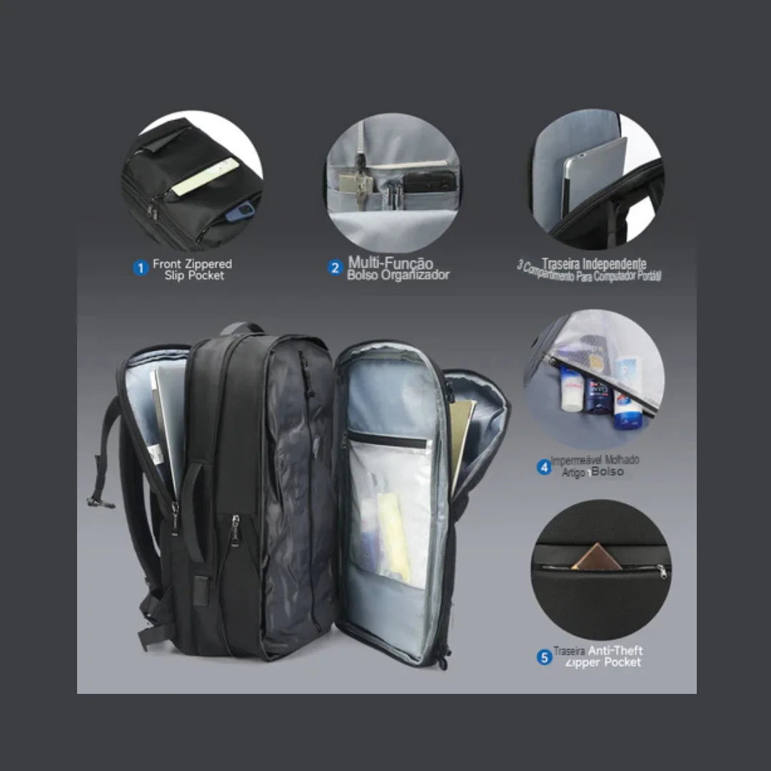 Mochila Executiva Expansível Antifurto Porta USB Andorra