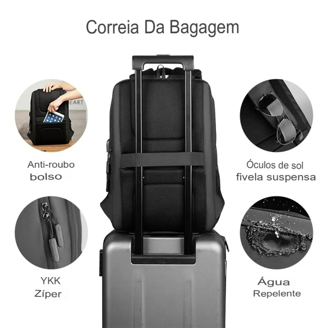 Mochila Executiva e Notebook USB Impermeável Dublin