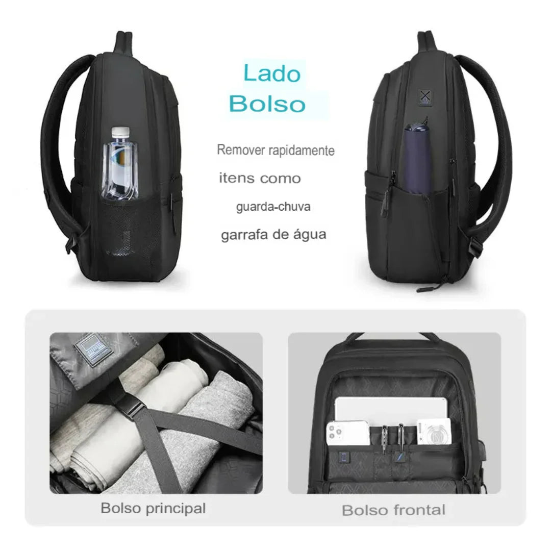 Mochila Executiva e Notebook USB Impermeável Dublin