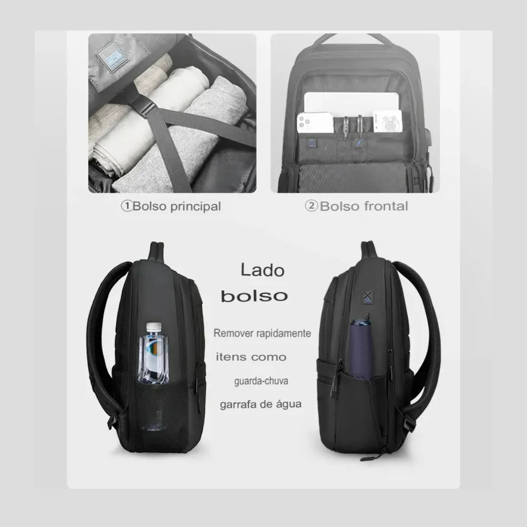 Mochila Executiva e Notebook USB Impermeável Dublin