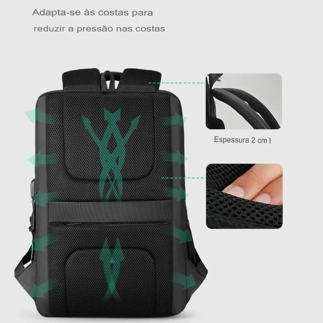 Mochila Executiva e Notebook USB Impermeável Dublin