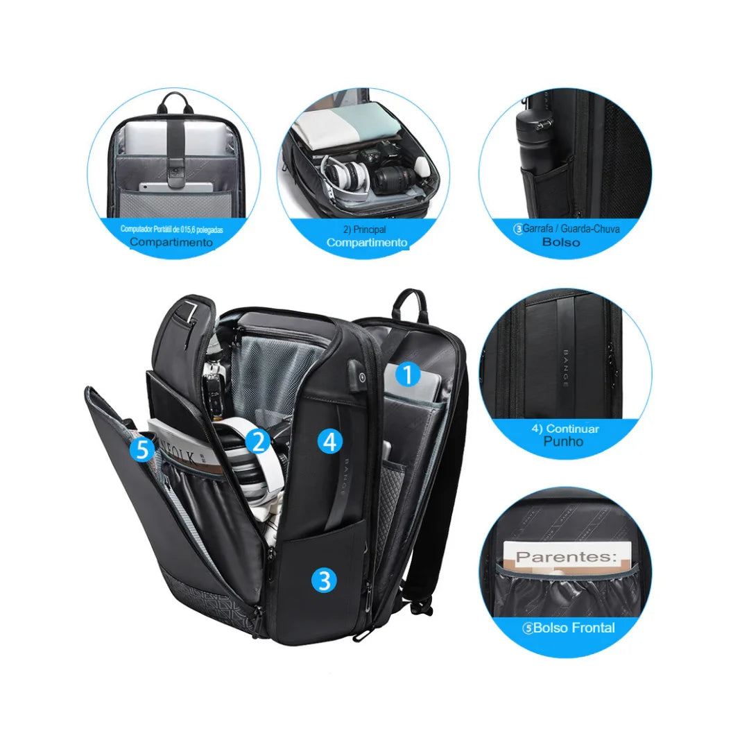 Mochila Executiva e Viagem Expansível USB Verona