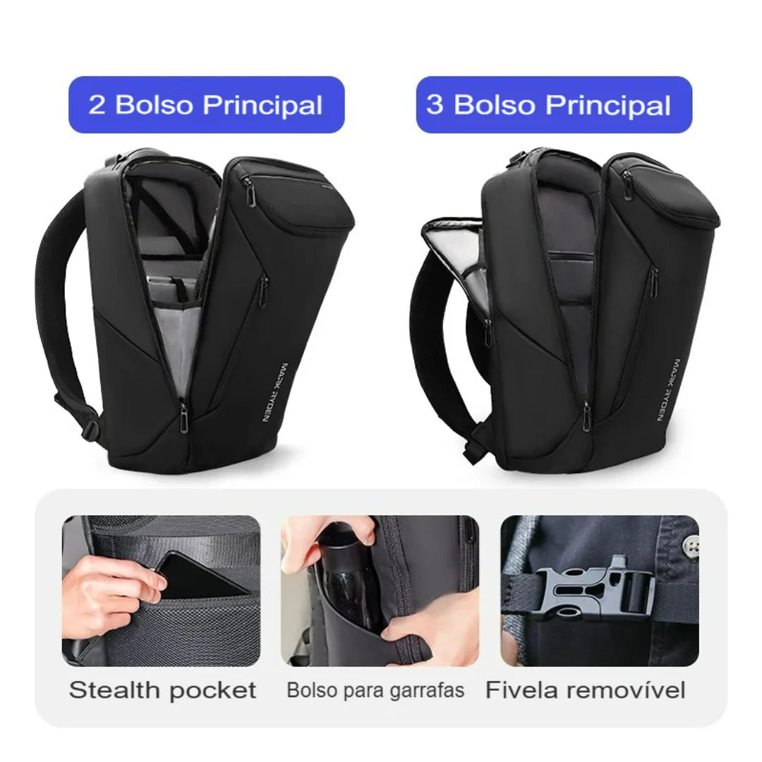 Mochila Para Notebook Porta USB Espaçosa Nexus