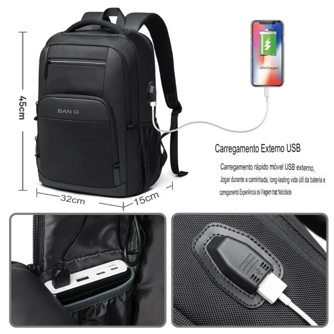Mochila para Notebook Compacta e Executiva Antifuto Mount