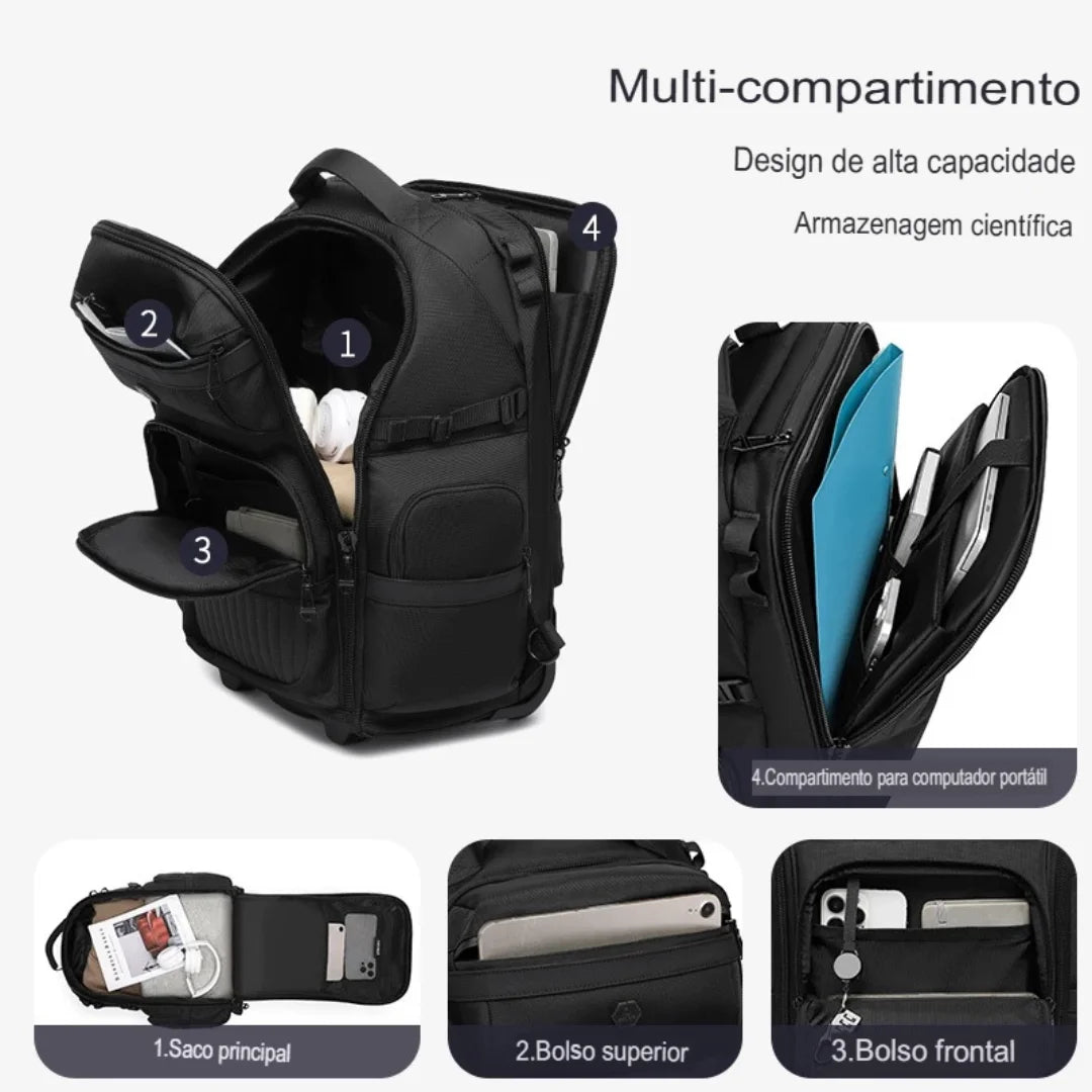 Mochila para Viagem com Rodas Impermeável Rover