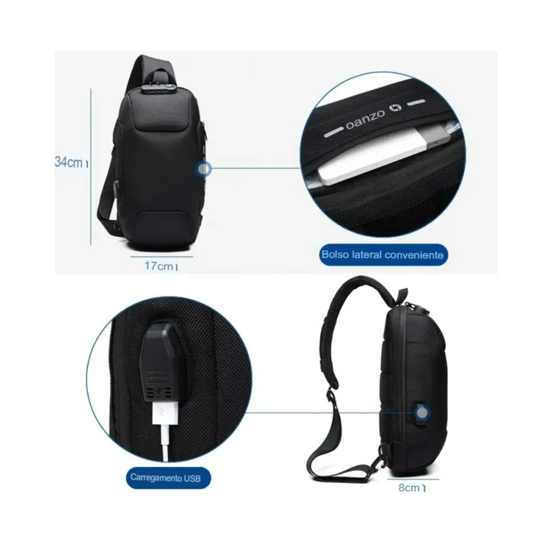 Shoulder Bag Antifurto Impermeável Porta USB Lorca