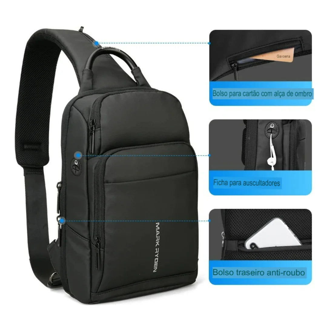 Shoulder Bag Compacta Porta USB Impermeável Naxos