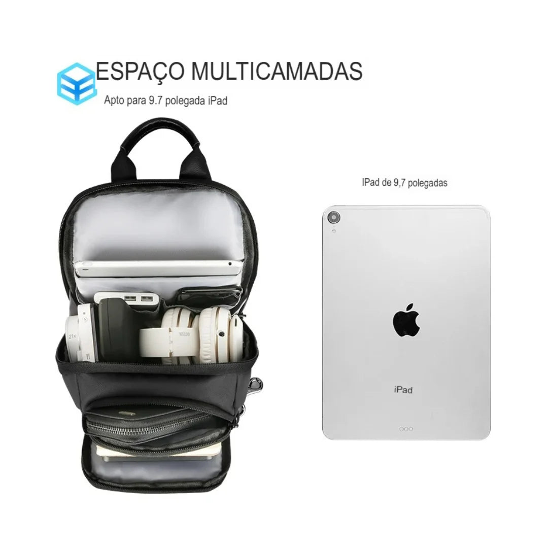 Shoulder Bag Compacta Porta USB Impermeável Naxos
