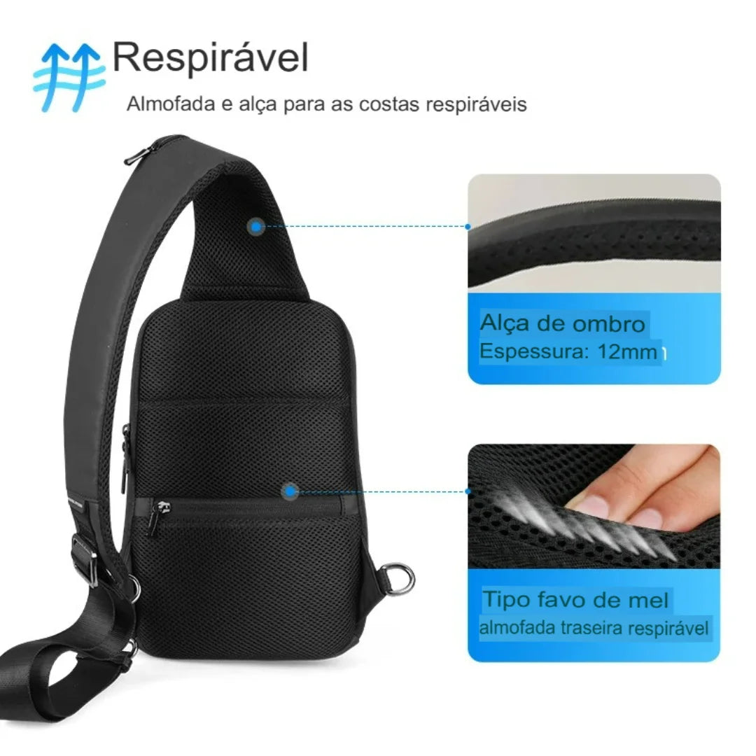 Shoulder Bag Compacta Porta USB Impermeável Naxos