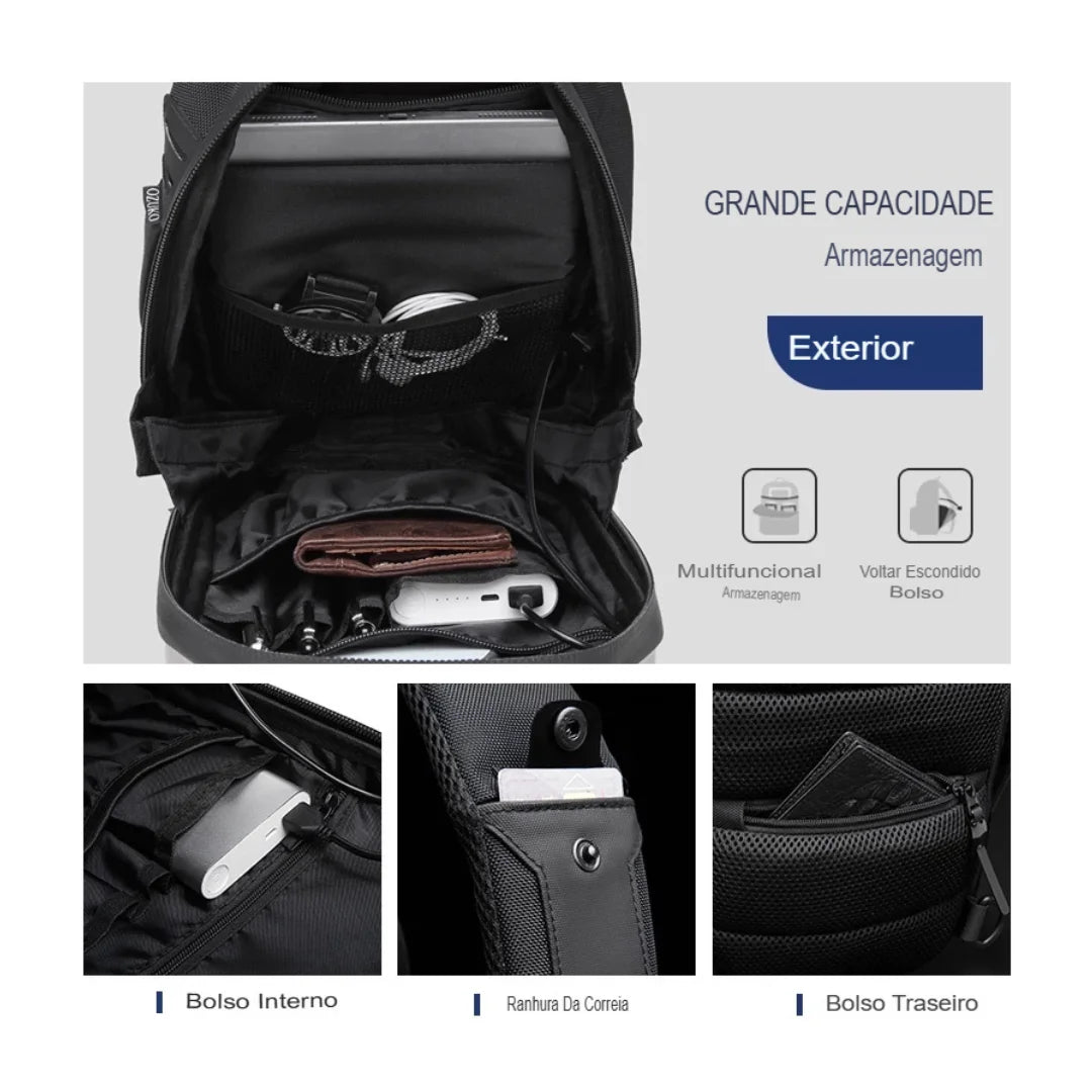 Shoulder Bag Impermeável Porta USB de Grande Capacidade Creta