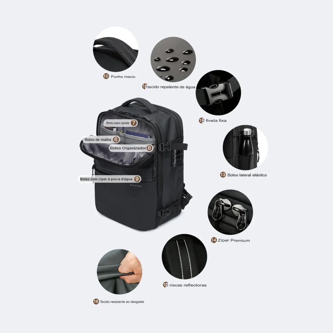 Mochila Executiva Antifurto Notebook Impermeável Braga