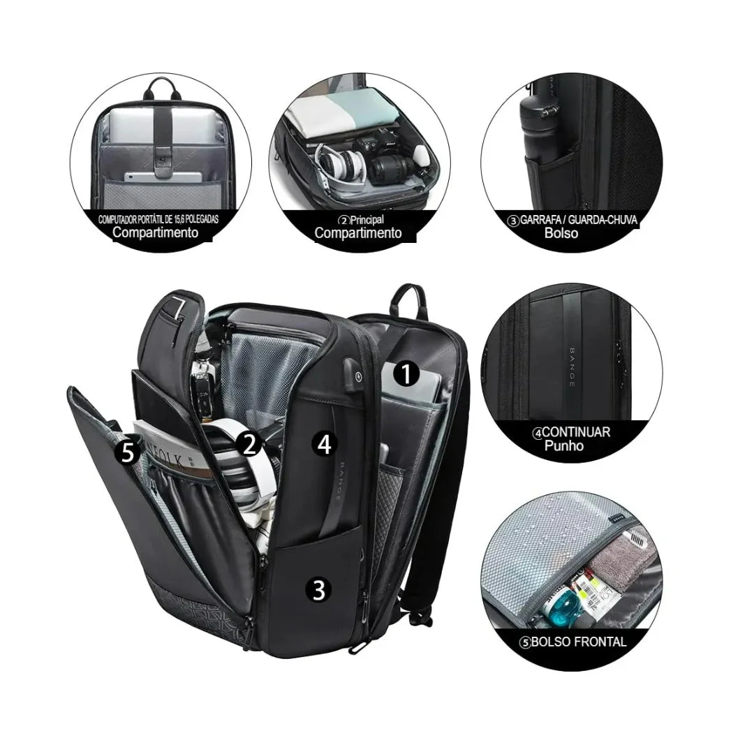 Mochila Executiva e Viagem Expansível USB Verona