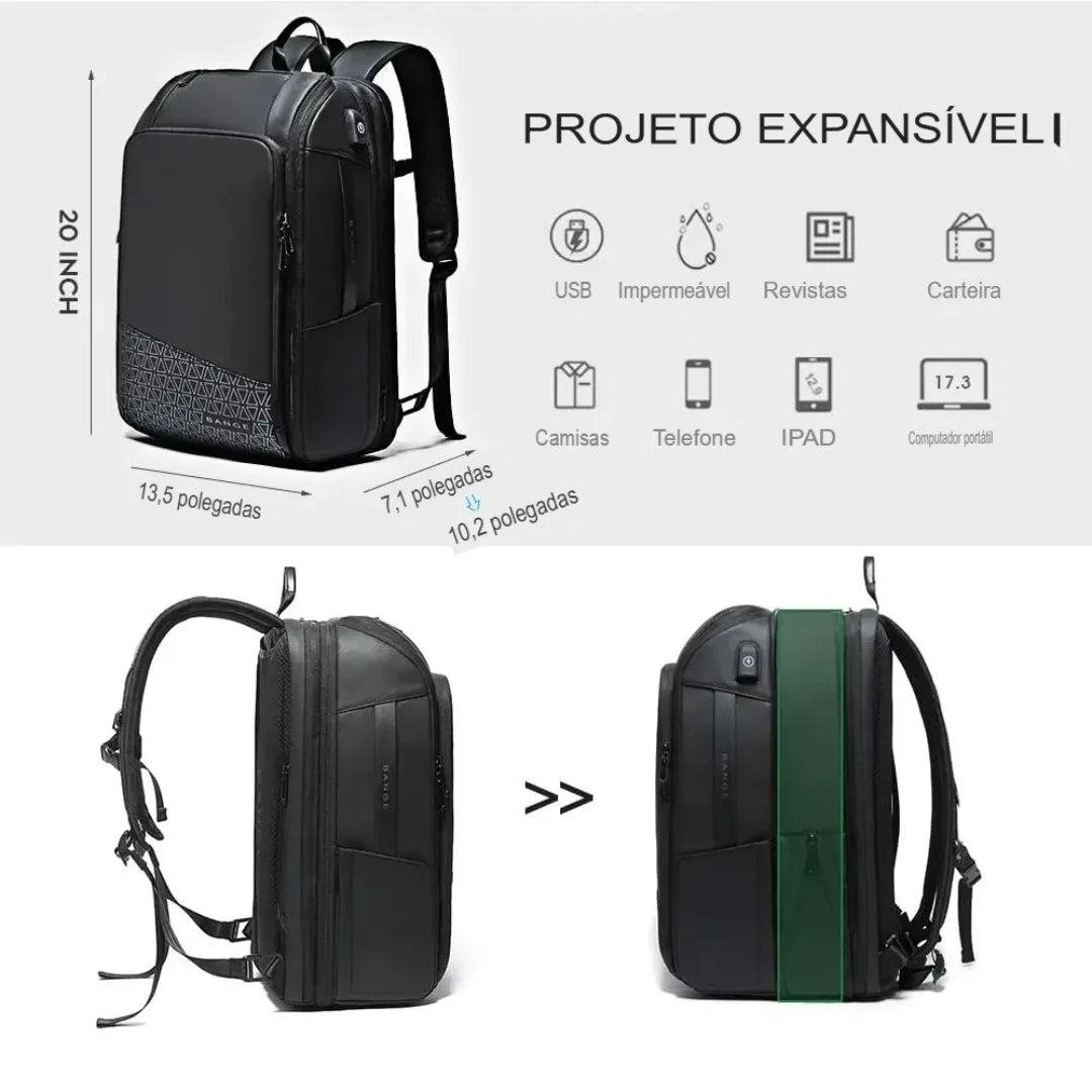 Mochila Executiva e Viagem Expansível USB Verona