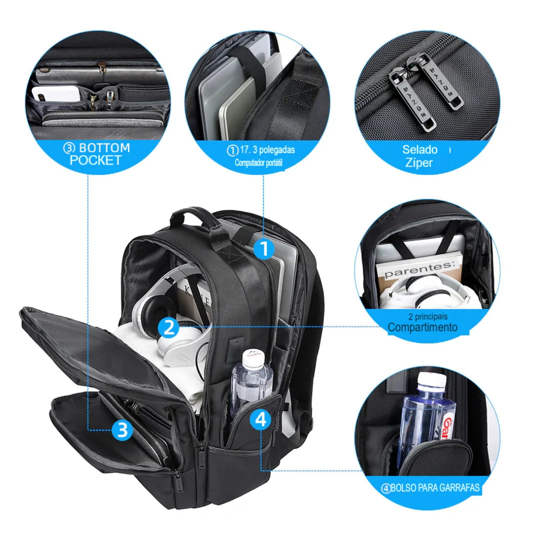 Mochila Para Notebook e Viagem Impermeavel USB Orion