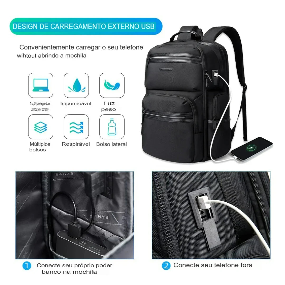 Mochila Para Notebook e Viagem Impermeavel USB Orion