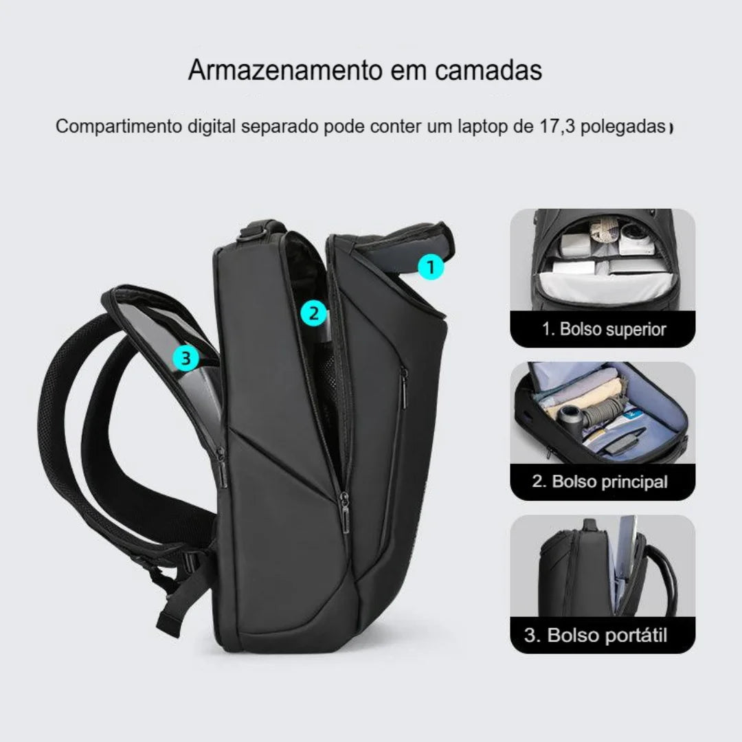 Mochila Para Notebook Porta USB Espaçosa Nexus
