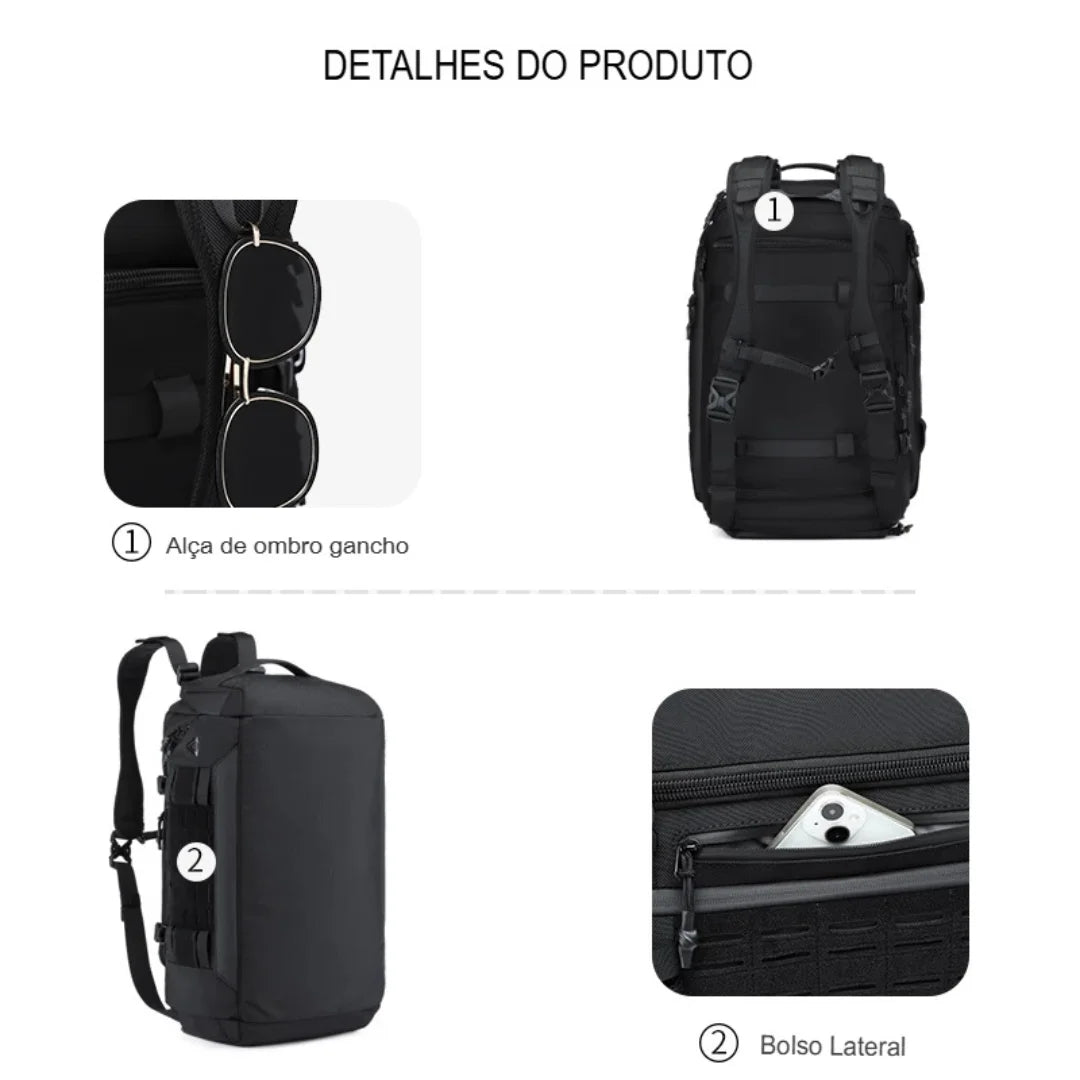 Mochila para Viagem Impermeável de Grande Capacidade Drake
