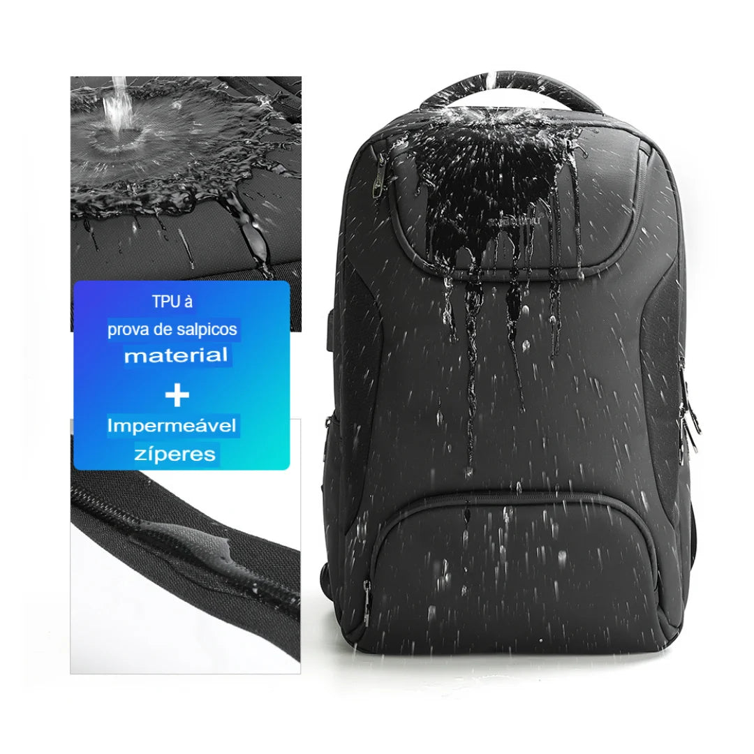 Mochila para Viagem Multi Bolsos e USB Impermeável Turim
