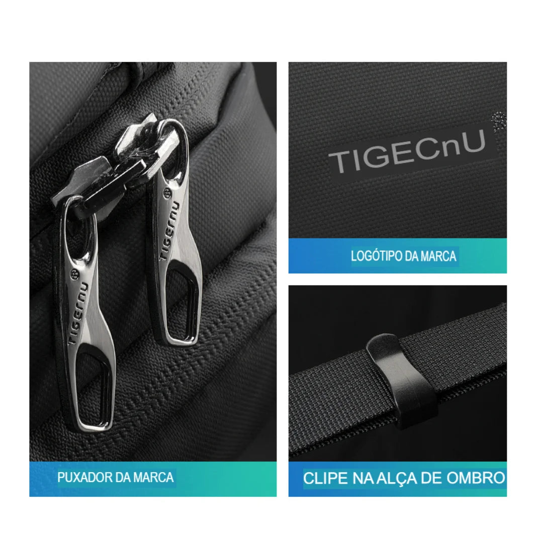 Mochila para Viagem Multi Bolsos e USB Impermeável Turim