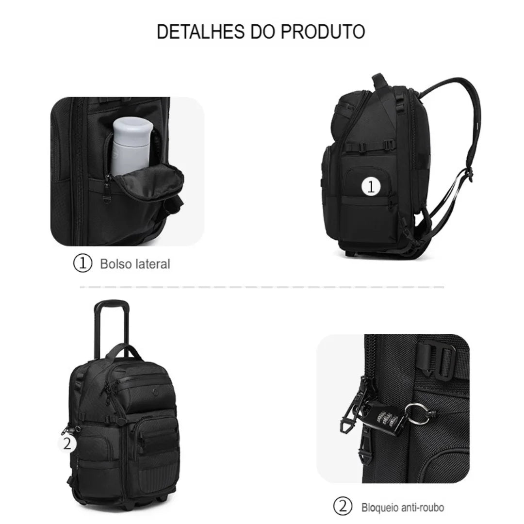 Mochila para Viagem com Rodas Impermeável Rover