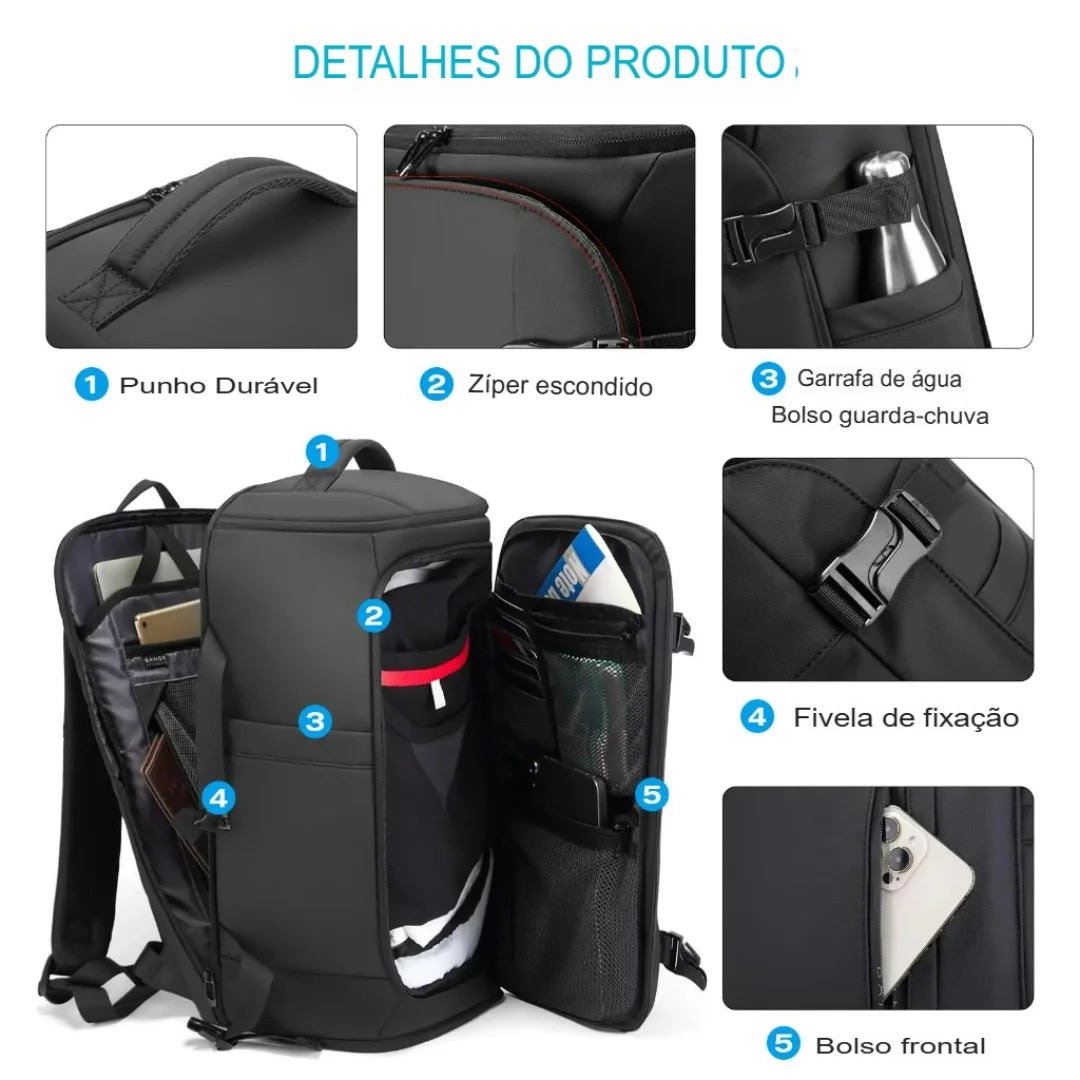 Mochila para Viagem de Alta Capacidade Impermeável Lyon