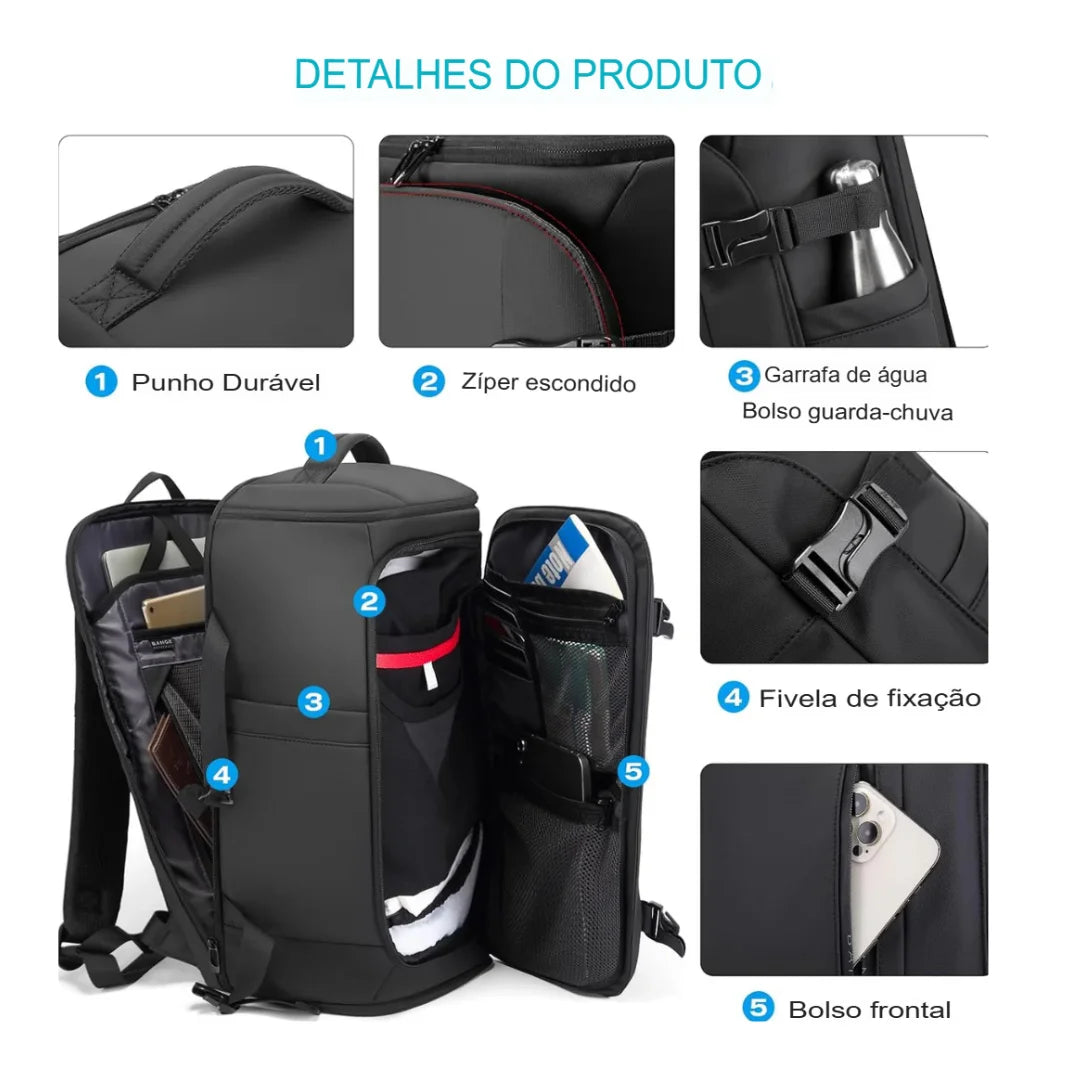 Mochila para Viagem de Alta Capacidade Impermeável Lyon