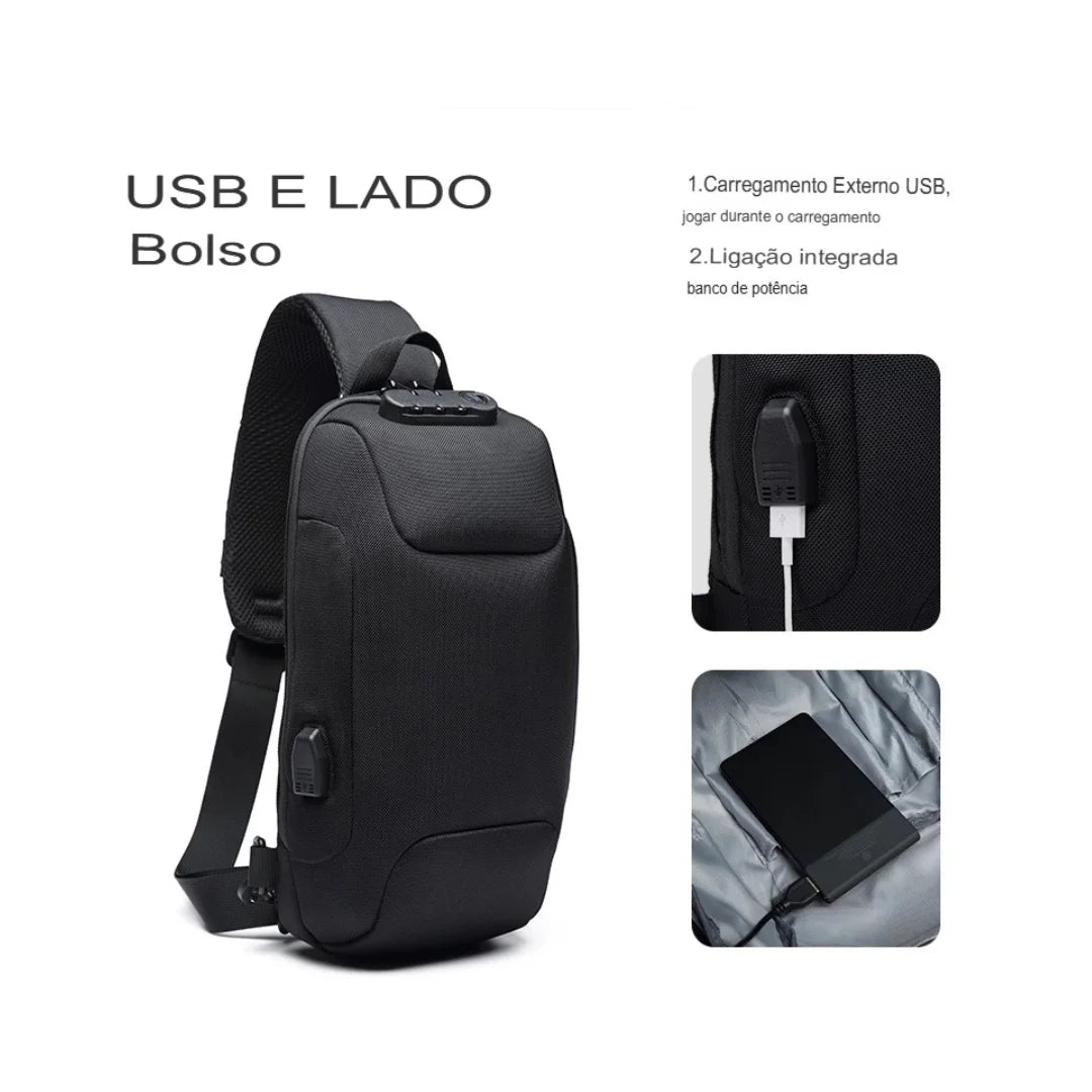 Shoulder Bag Antifurto Impermeável Porta USB Lorca