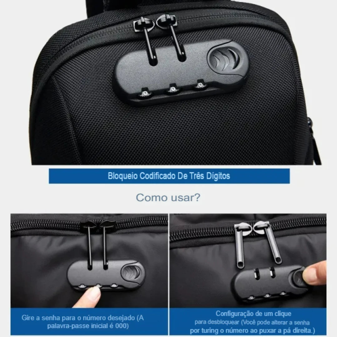 Shoulder Bag Antifurto Impermeável Porta USB Lorca